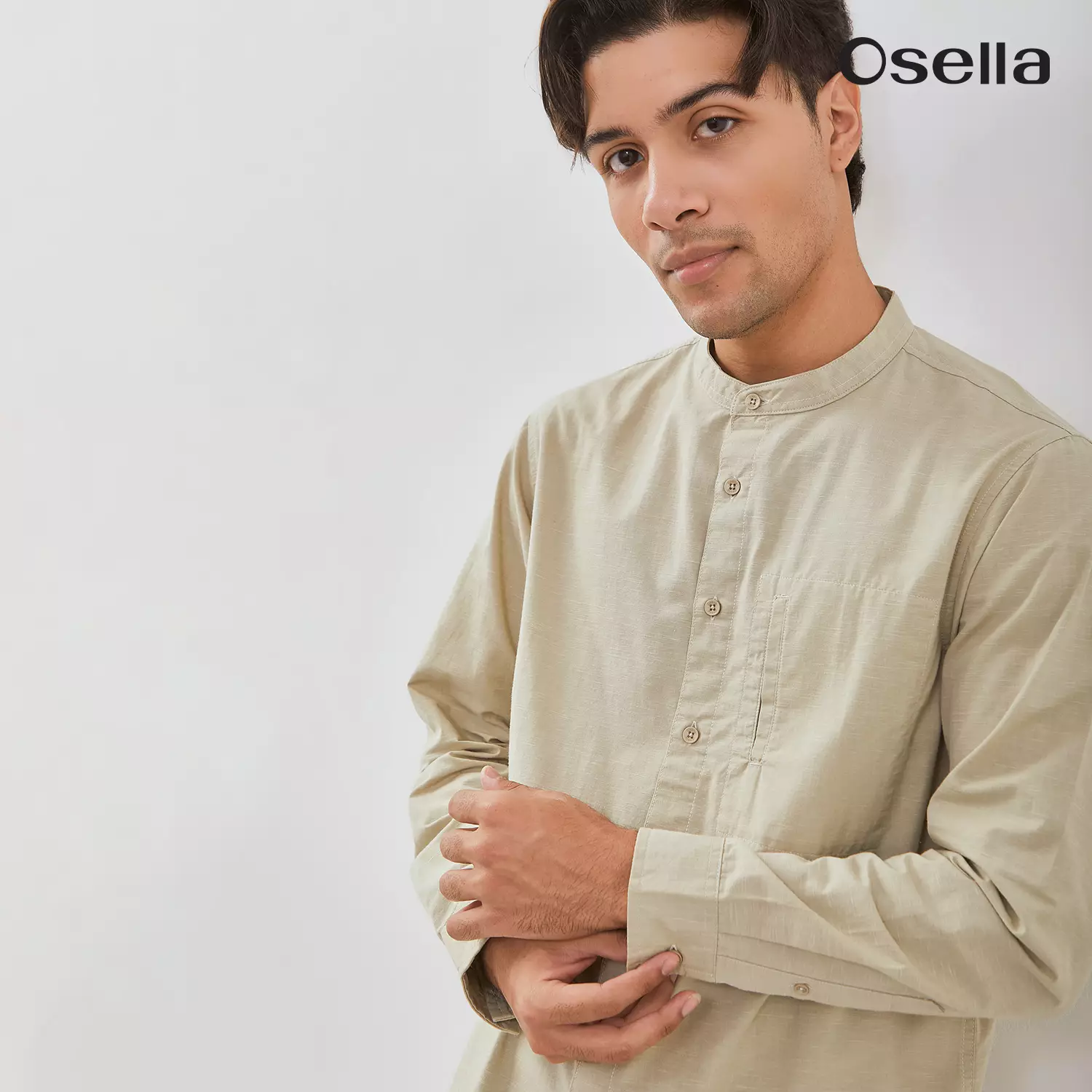 Osella Rayyan Long Sleeve Koko Shirt With Vertical Pocket 203T660198 | Kemeja Koko Raya Lengan Panjang Pria