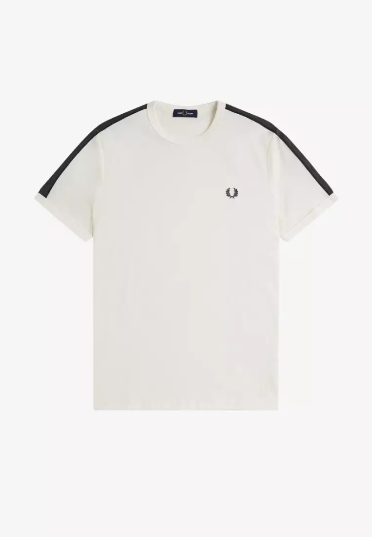 Fred Perry M4613 Contrast Tape Ringer T-Shirt (Light Ecru / Anchor Grey)
