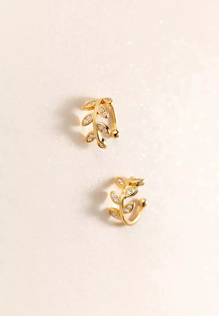 925 Silver Leaf Design Ear Cuff JW AR-G6601