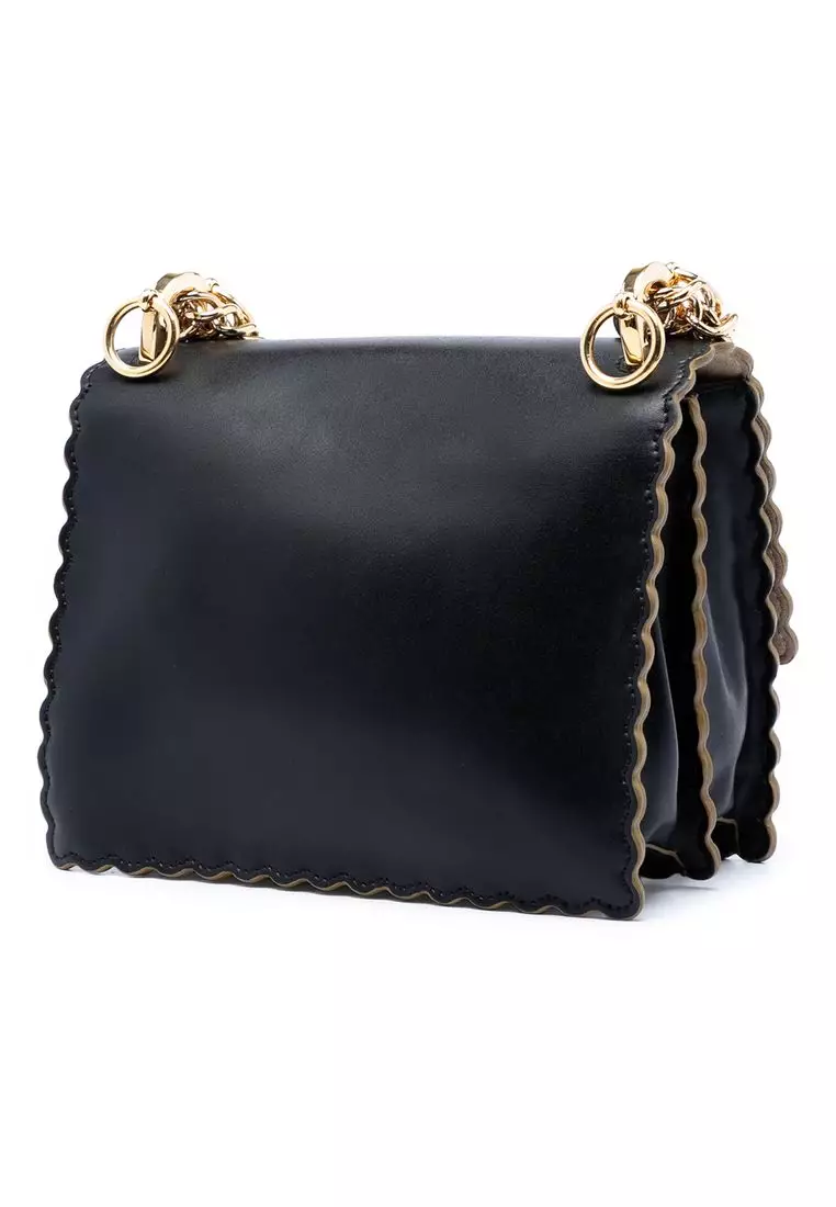 Pre-Loved Fendi Small Scalloped Leather Kan I Crossbody