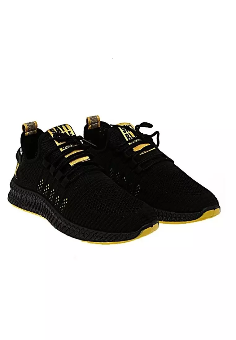 Chayton Sepatu Olahraga Pria Kasual Running Sport Material Flyknit Mesh ORIGINAL - Black Yellow