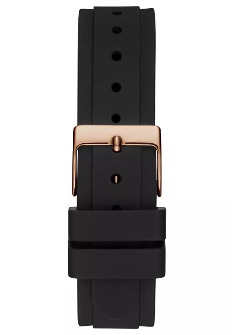 Guess GW0113L2 - Jam Tangan Chronograph Wanita - Rosegold - Black Rubber Strap
