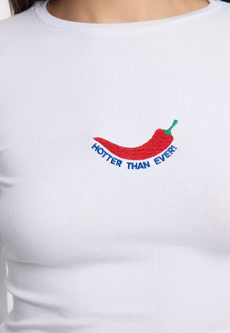 Embroidery Detail Crop Blouse