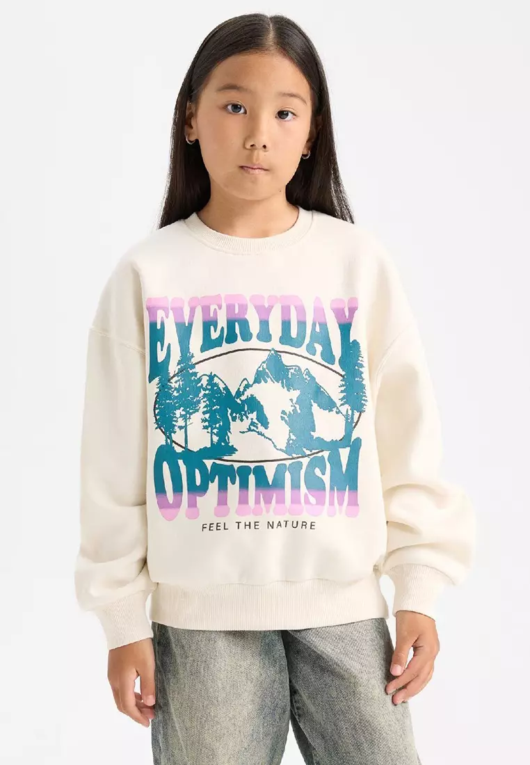 Relax Fit Crew Neck Printed Sweatshirt