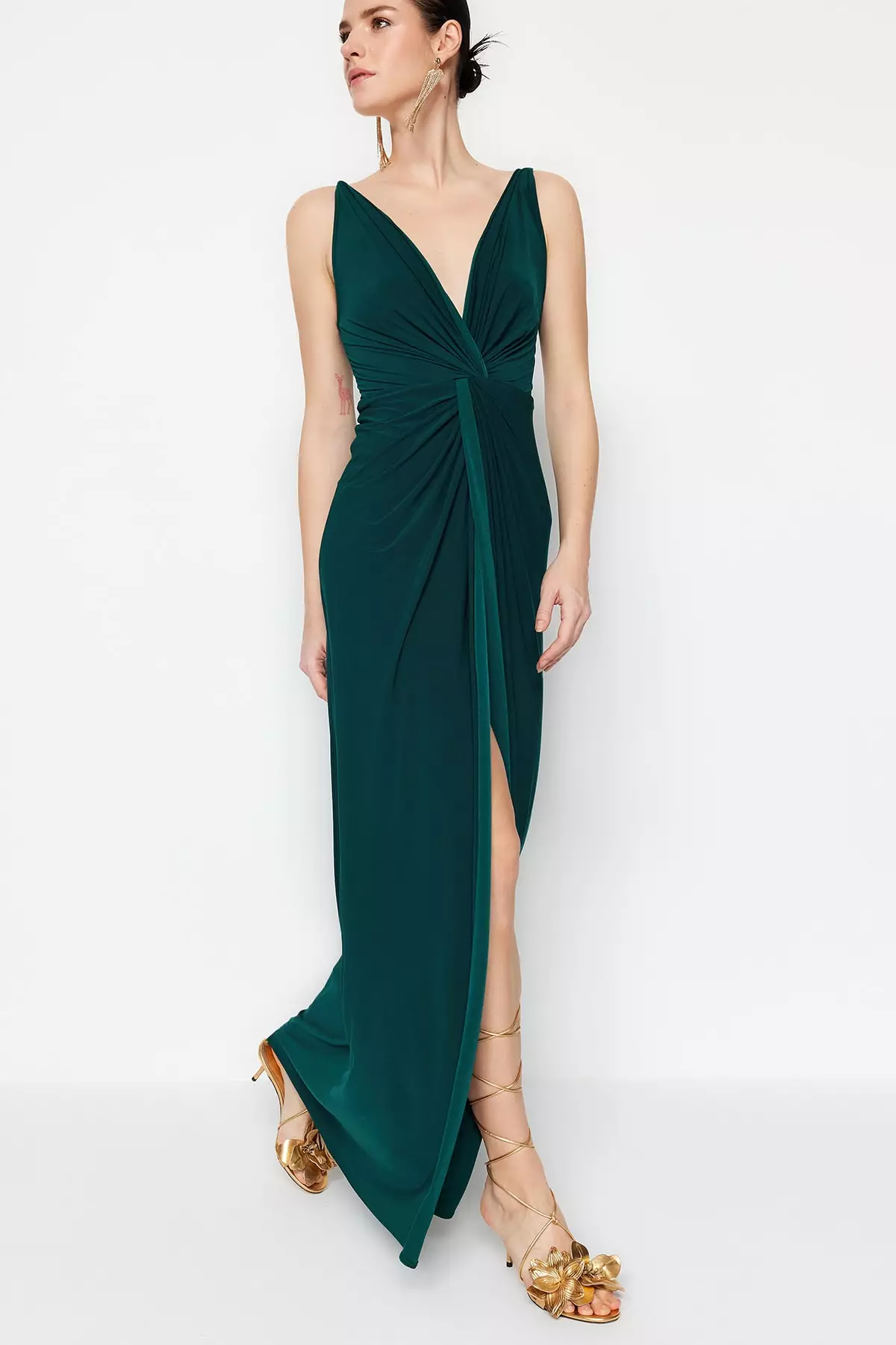 Draped Detail Evening Dress