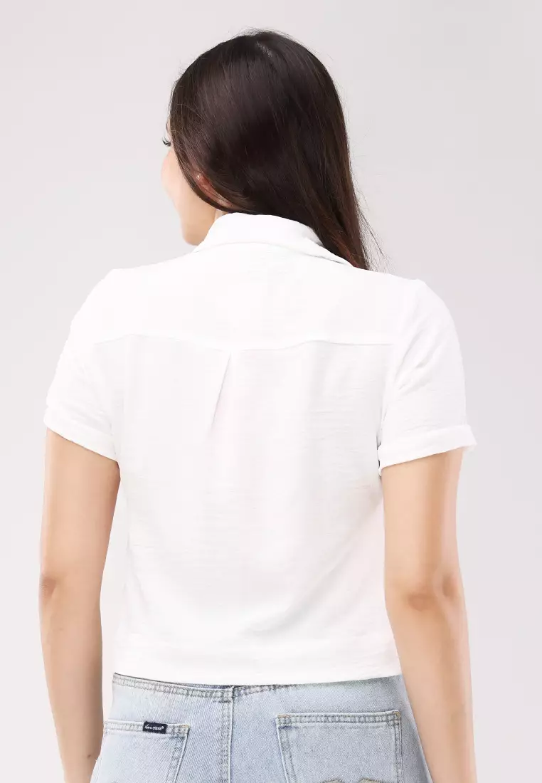 Soft Wrinkle Short Sleeves Blouse