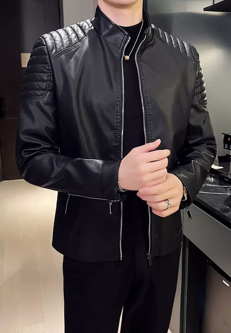 男士仿皮電單車皮褸 MJ801