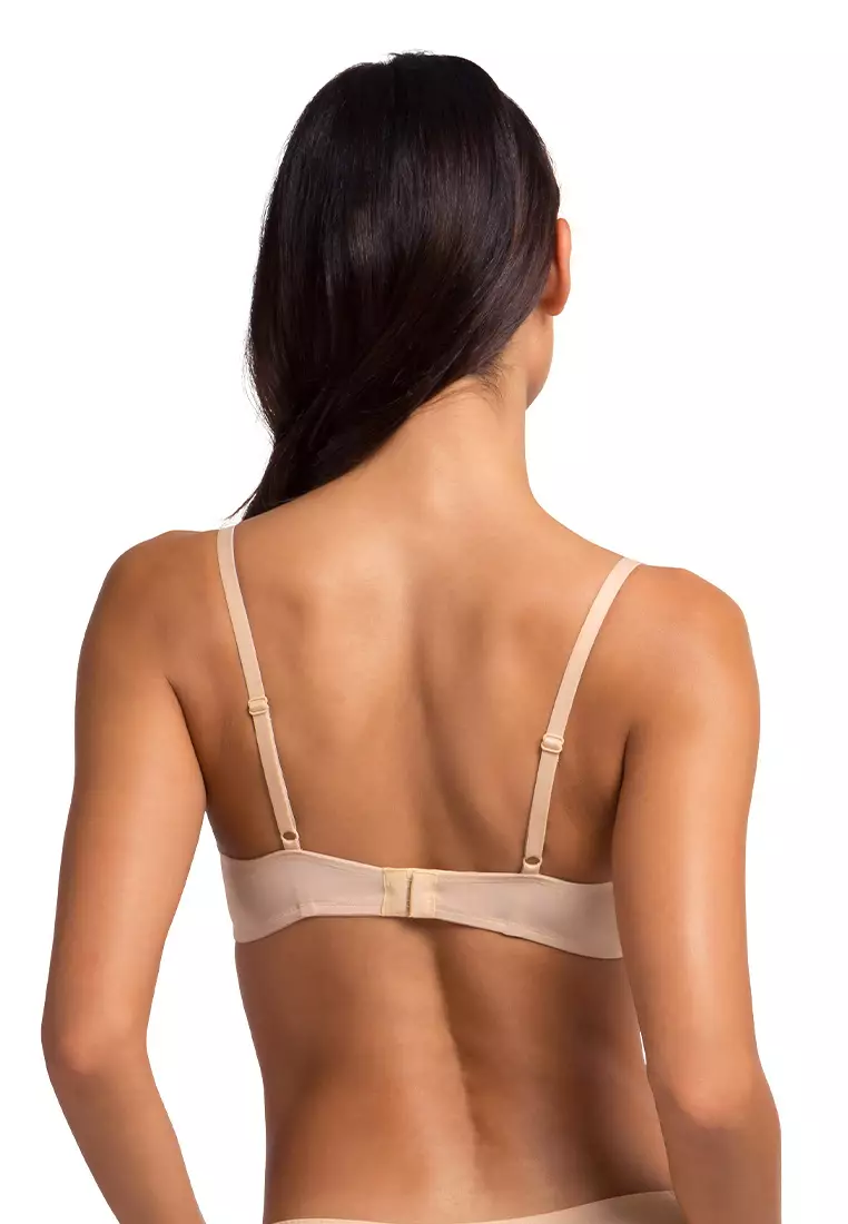 FLORIE Women's Push Up Bra Plunge 3/4 Cup Underwired Demi T-shirt Bras, Pack of 2, Red Beige