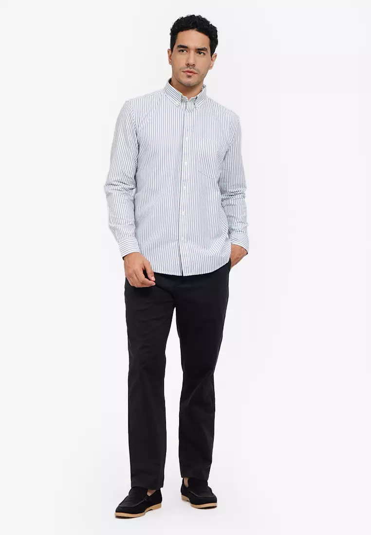 Relaxed Fit Long Sleeve Stripe Shirt