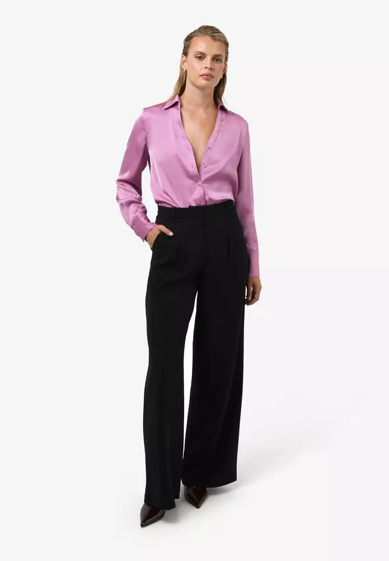 Lila V-Neck Satin Blouse