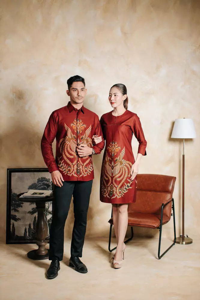 Avira Terracotta Red Dress Batik Wanita Tricot Katun