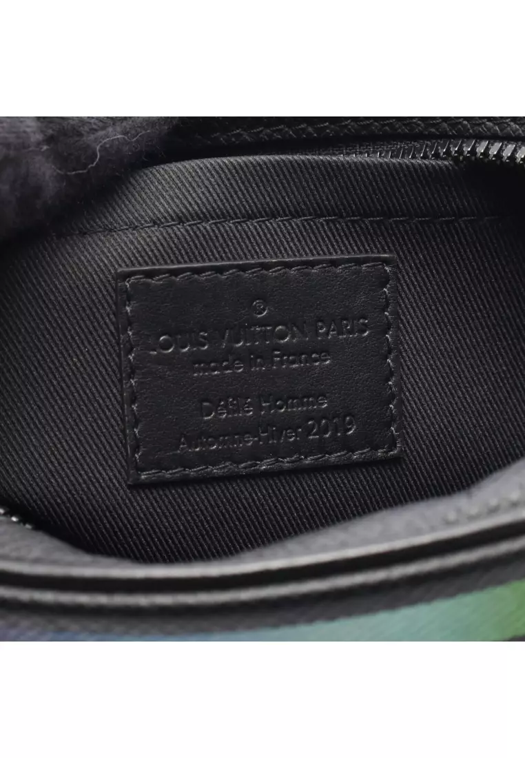 Pre-Loved Louis Vuitton mini soft trunk taiga rainbow chain shoulder bag leather black multicolor
