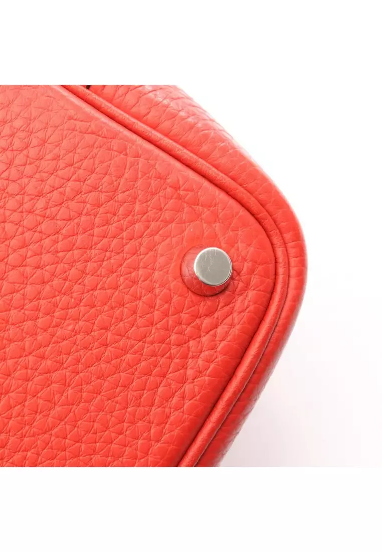 Pre-Loved Hermès Picotan Lock PM rouge tomato Handbag Clemence leather Red silver hardware A stamp