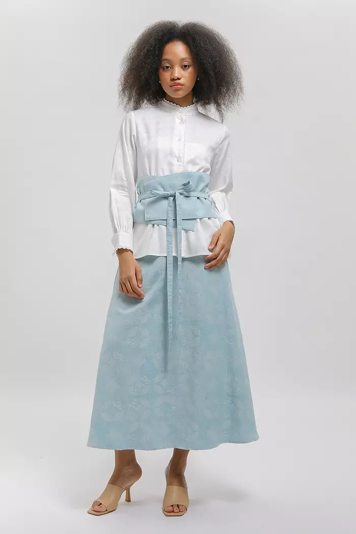 COTTONINK - Aksesoris Obi Belt Amita Kawung Biru Muda #Archipelago2025
