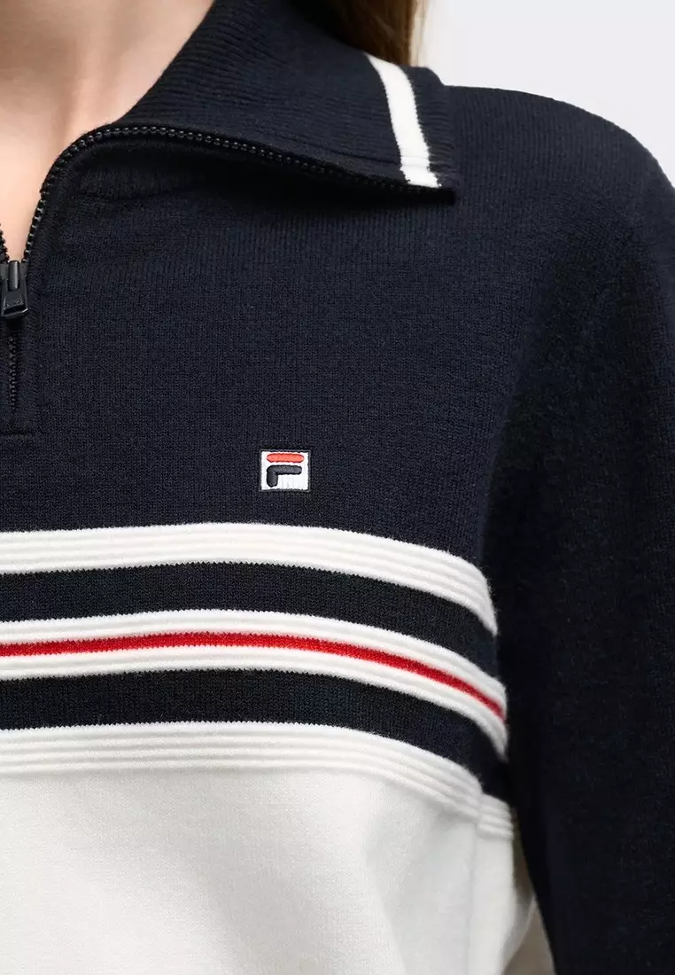  FILA CORE HERITAGE Women's Knit Sweater Long Sleeved POLO Shirt