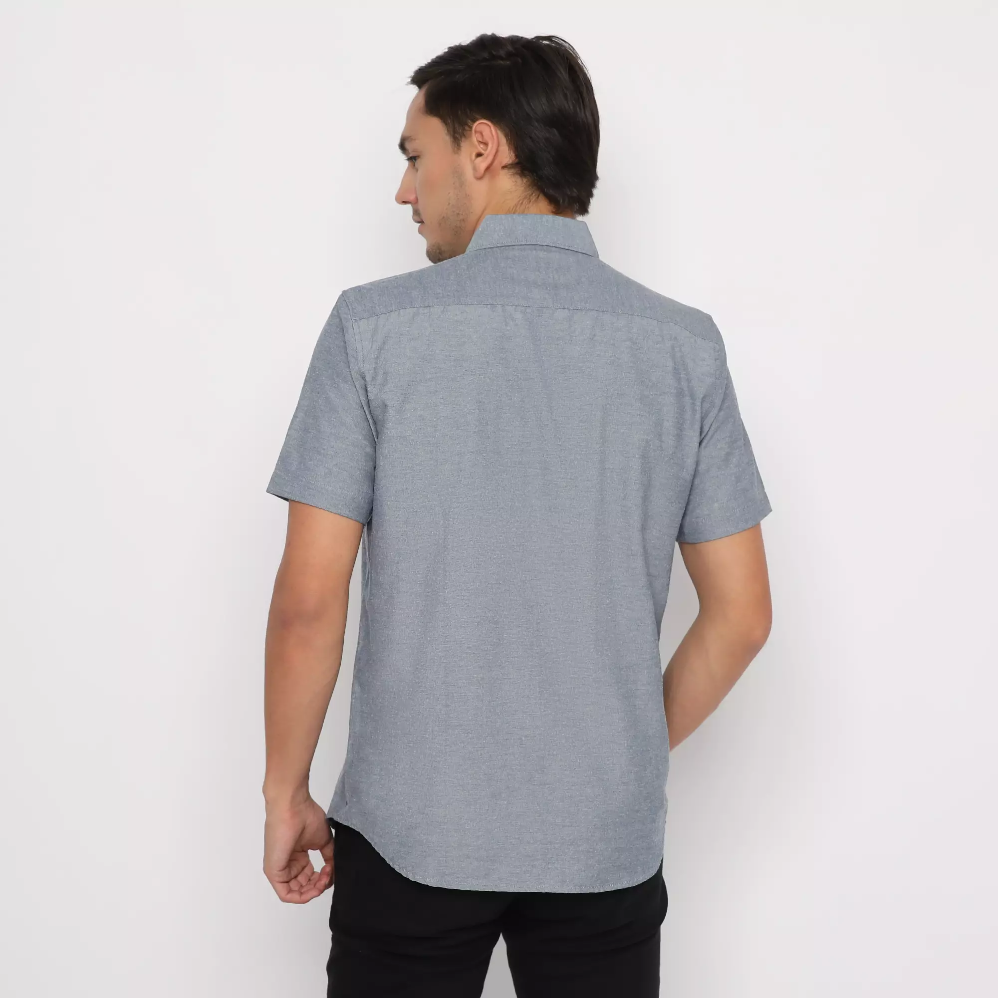 Platini Kemeja Pria Polos Lengan Pendek Katun Oxford Abu 1069