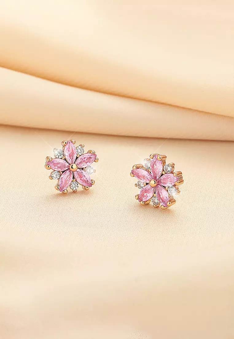 Anting Wanita Titanium Korea Elegan Style Anting Giwang Cewek Original Kotak Indah pink