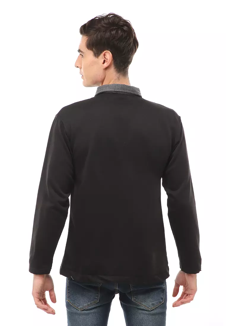 Woreq Atasan Formal Pria Outerwear Kemeja Blazer Lengan Panjang Material Fleece ORIGINAL - Black