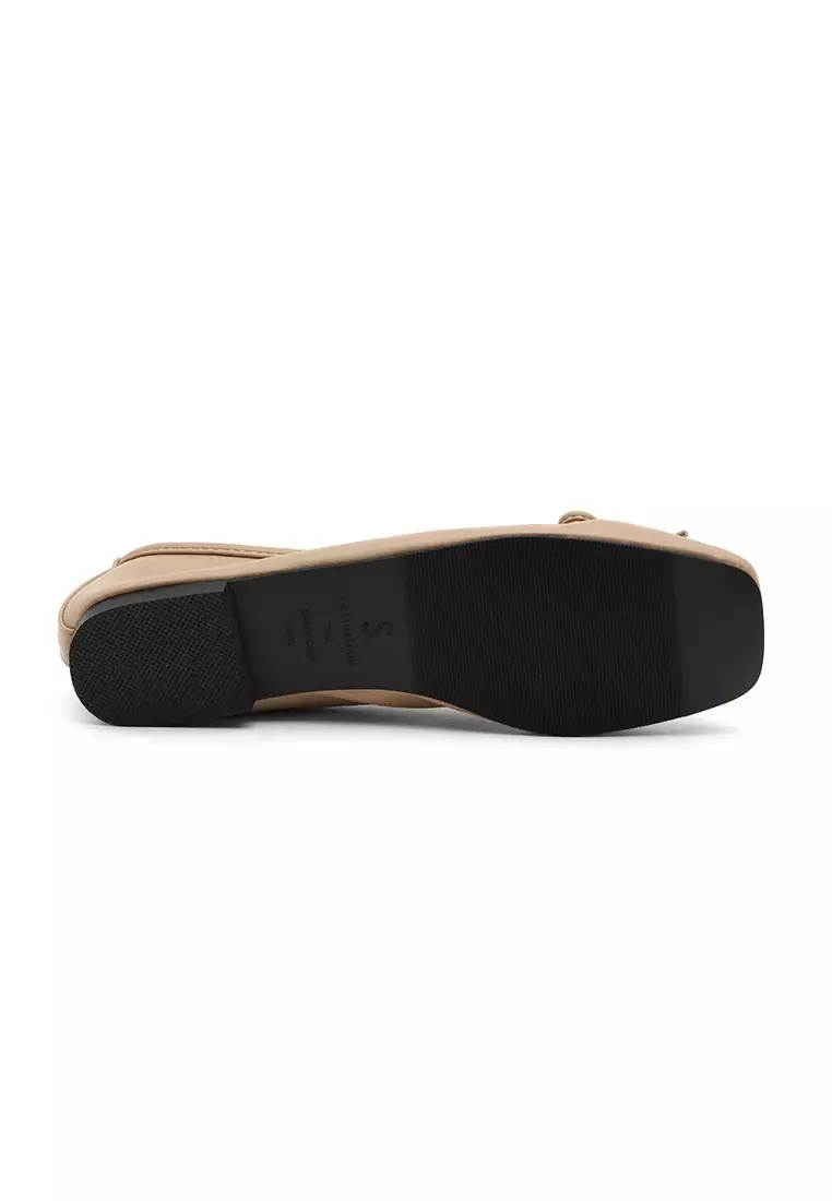 Ellisy Ribbon Flats (1cm) - Beige