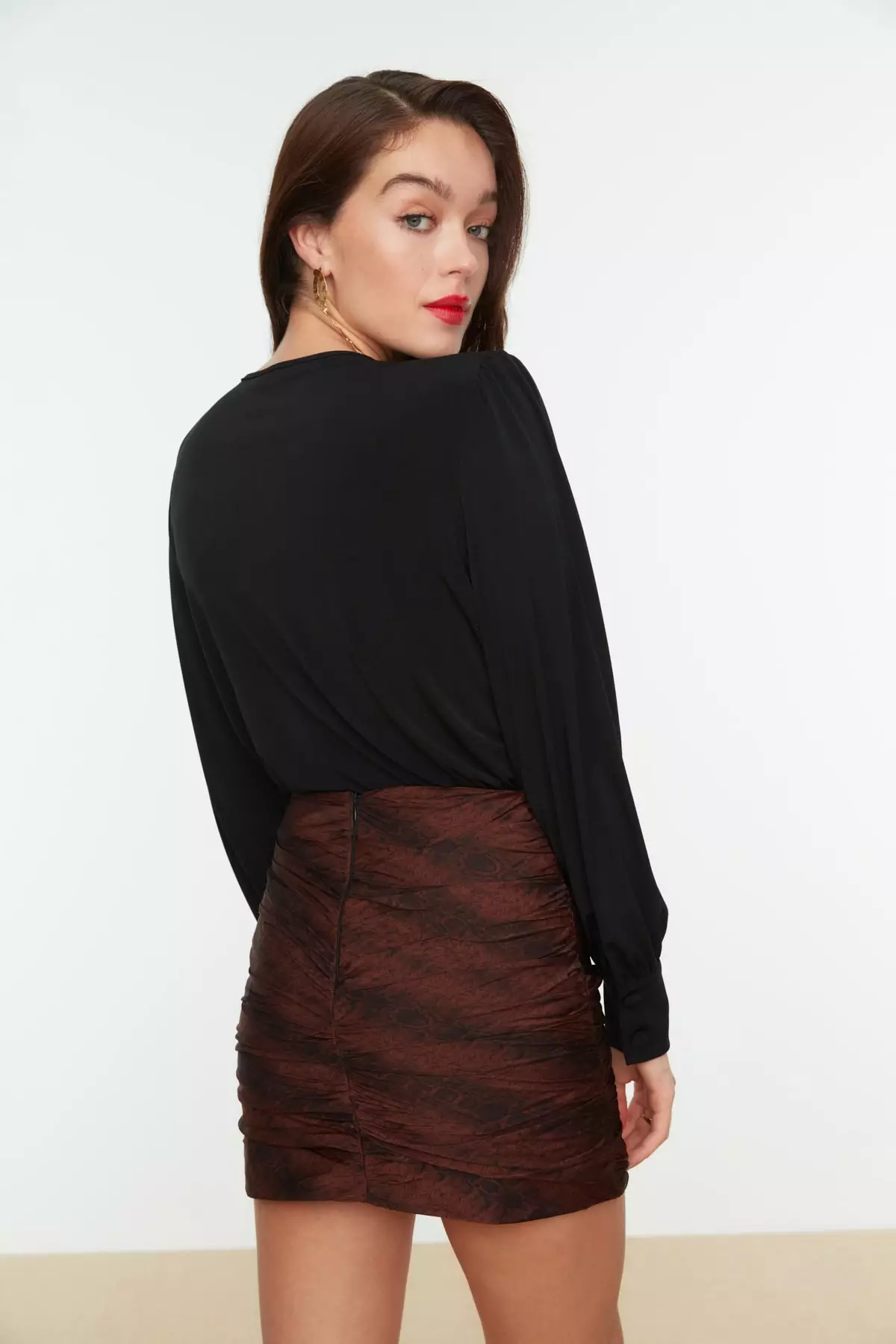 Draped Collar Detail Bodysuit