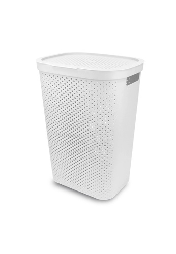 HOUZE white HOUZE - 60L Polka Dots Tall Laundry Basket (White) 932B4HL6FC8F84GS_1