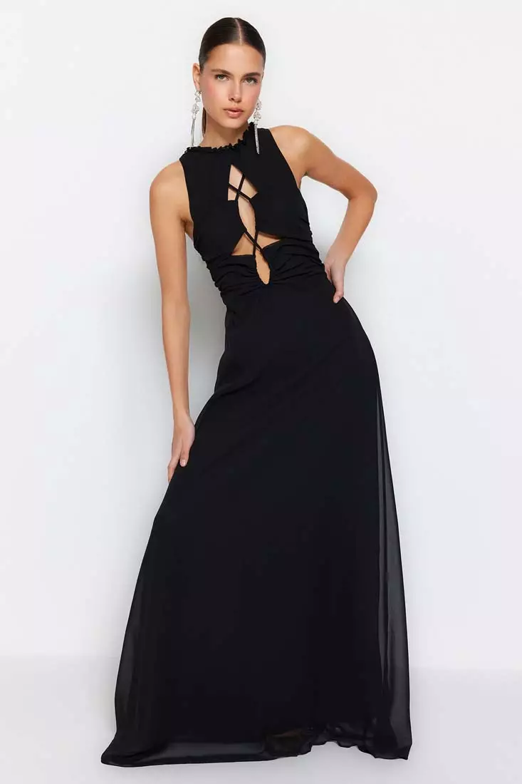 black chiffon maxi dress