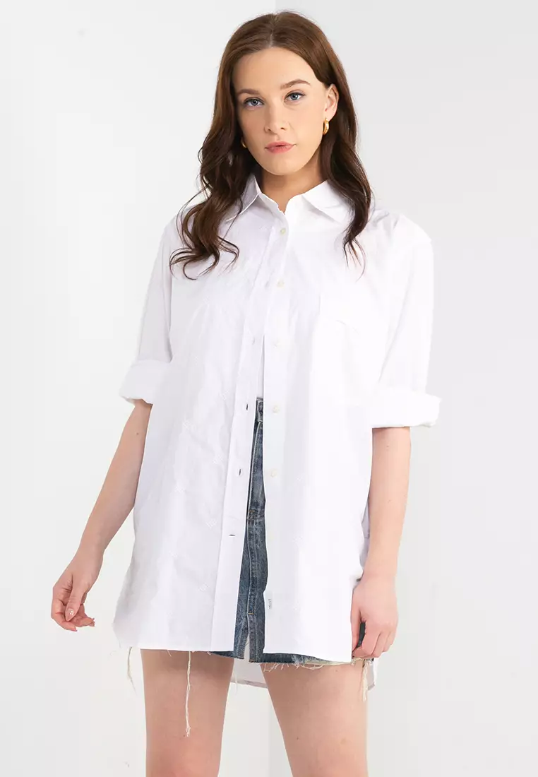 tommy hilfiger white button down shirt