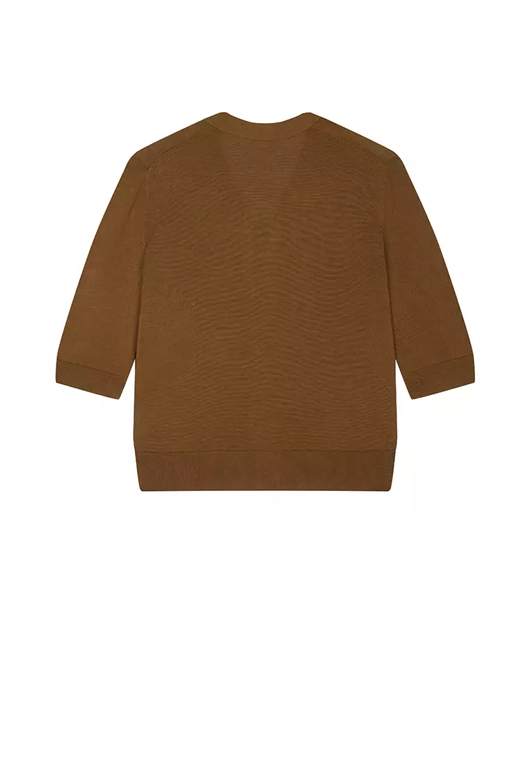 Cotton & Silk Blend Slim Fit Short Cardigan Knit Jacket