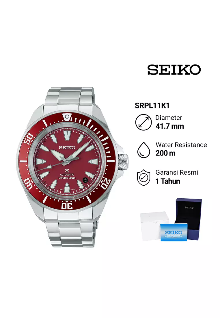 Seiko Prospex SRPL11K1 Automatic Diver’s - Jam Tangan Pria - Red Dial - All Stainless Steel
