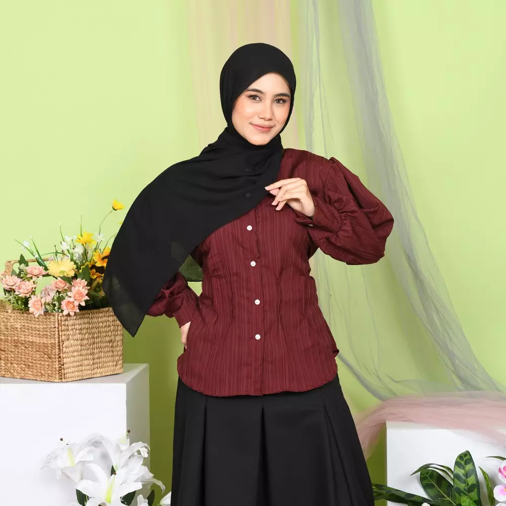 Rifah Lady Blouse - Maroon M19890 R52S4