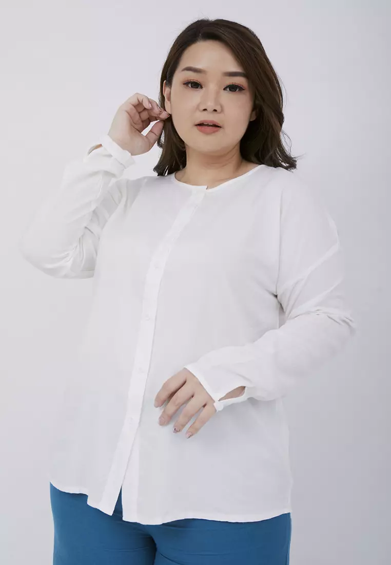 Plus Size Blouse Phoebe Broken White