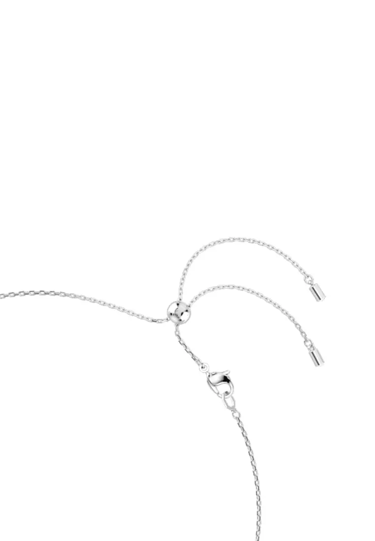 Constella Necklace, Crystal Pearl, Round Cuts, White, Rhodium Plated