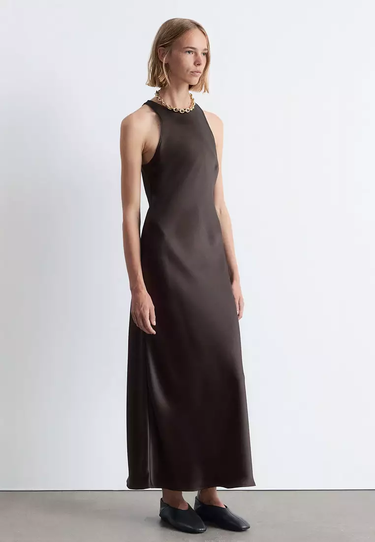 Sleeveless Satin Midi Dress