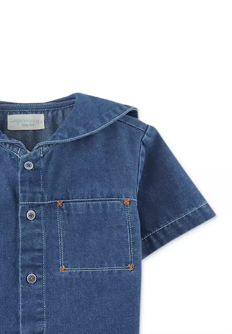 Baby Romeo Button-Down Shirt With Sailor Collar