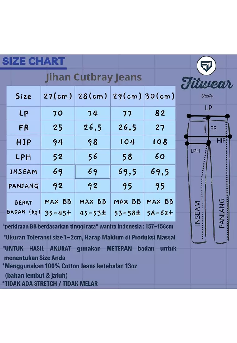 Fitwear Studio - Jeans Cutbray Jihan Highwaist Stek - BLACK PLAIN