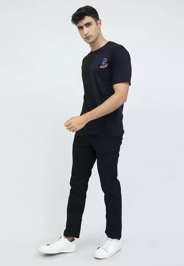 kaos pria lengan pendek Black Space Travel houseofcuff X little fresco