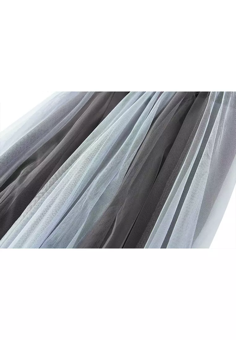 Spring/Summer Contrast Color Maxi Mesh Skirt AF8576