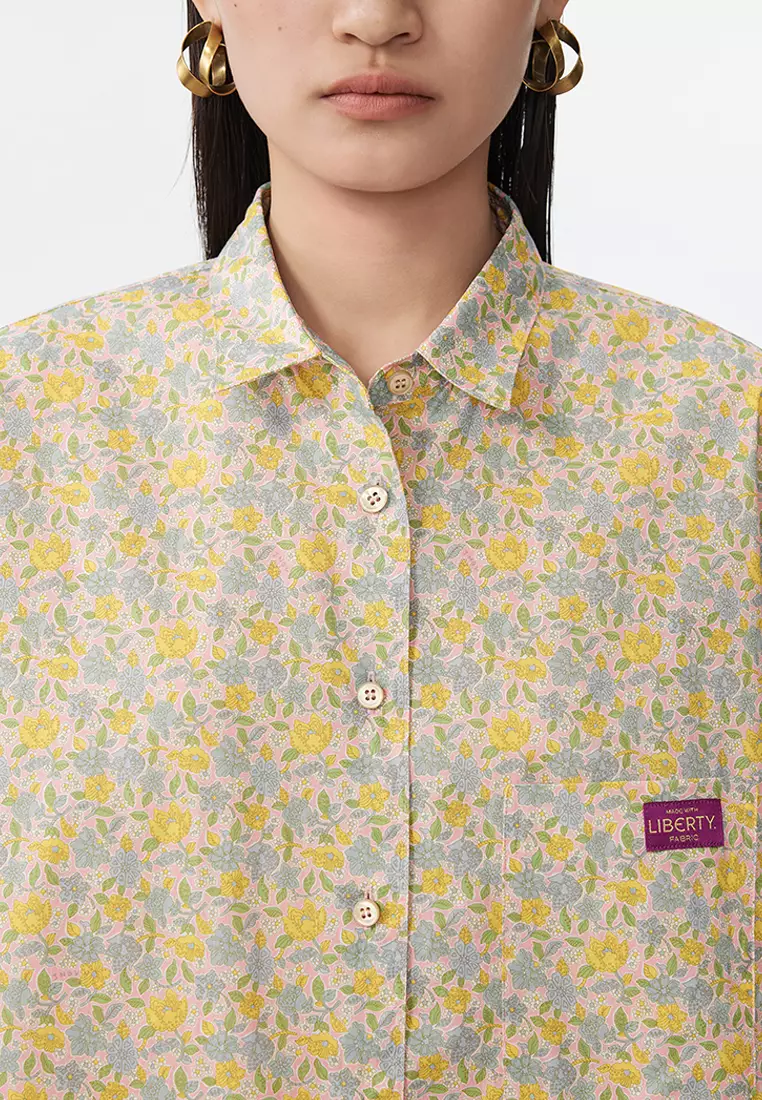 Loose Fit Floral Print Short-Sleeve Blouse