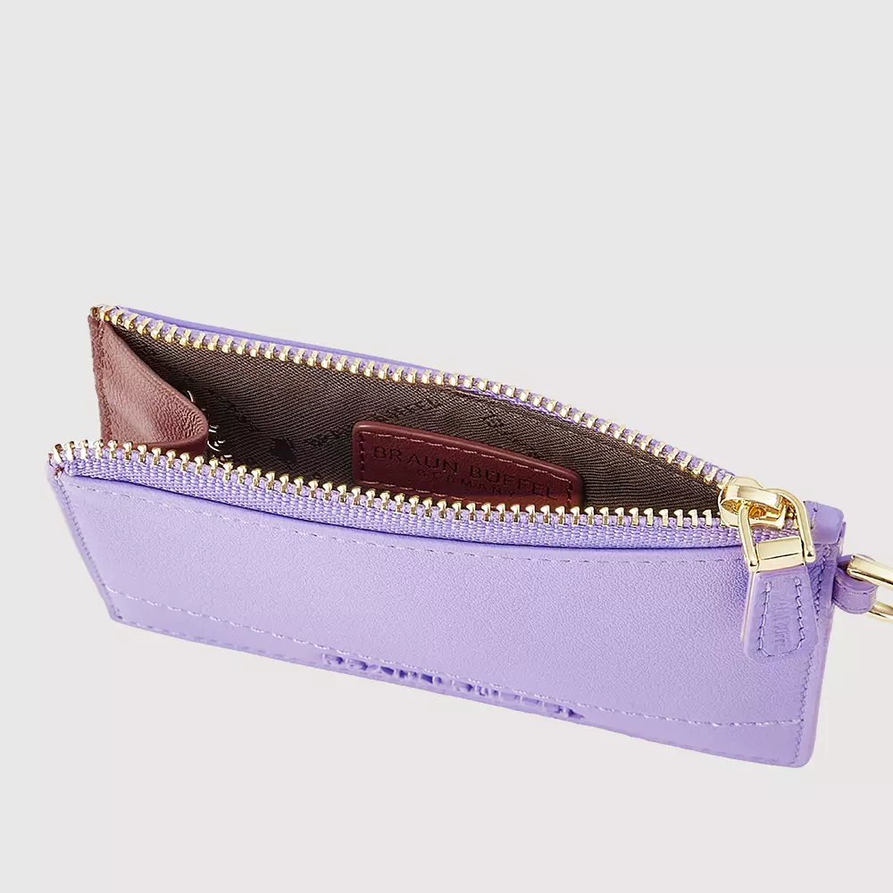 BRAUN BUFFEL PAN COIN HOLDER WITH EXTERNAL CARD SLOTS