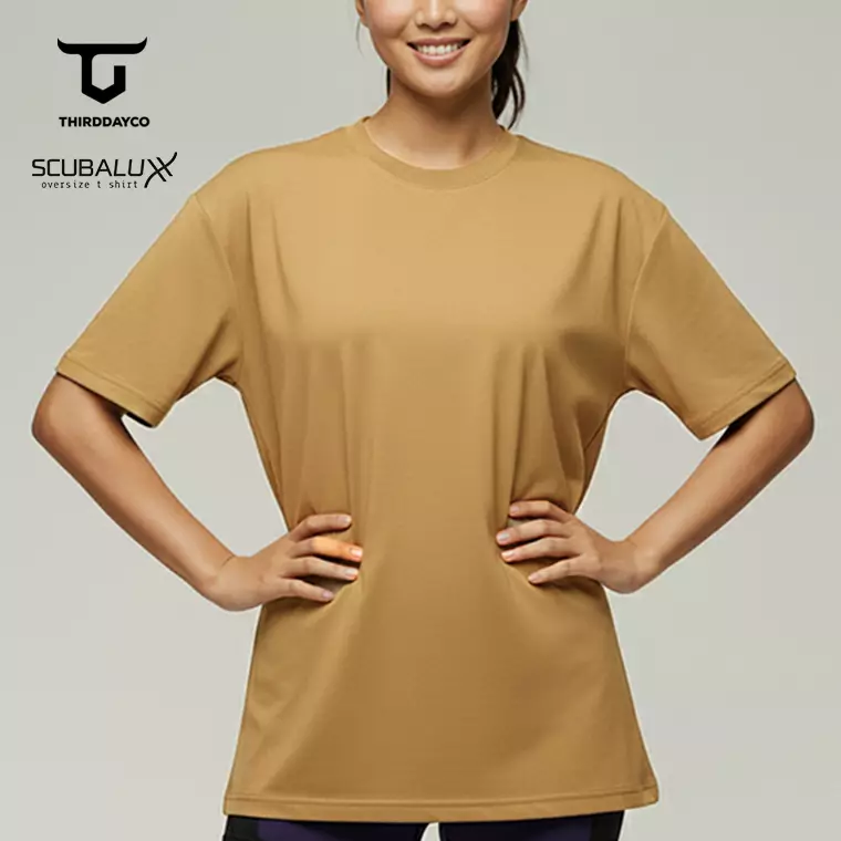 Kaos Oversize Gym Wanita Scubalux "everyday to gym club" khaki LTH29