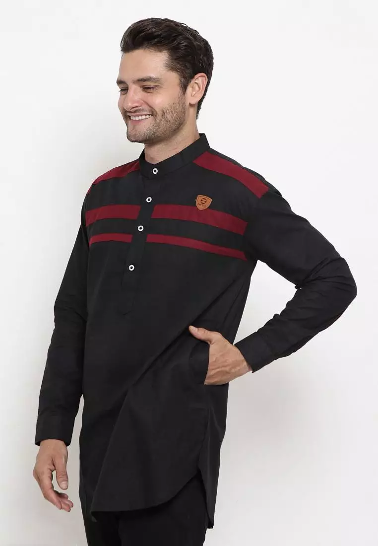 Zayidan Baju Koko Gamis Muslim Pria Rauf - Hitam