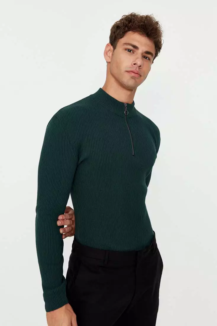 Mens fitted hotsell turtleneck sweater