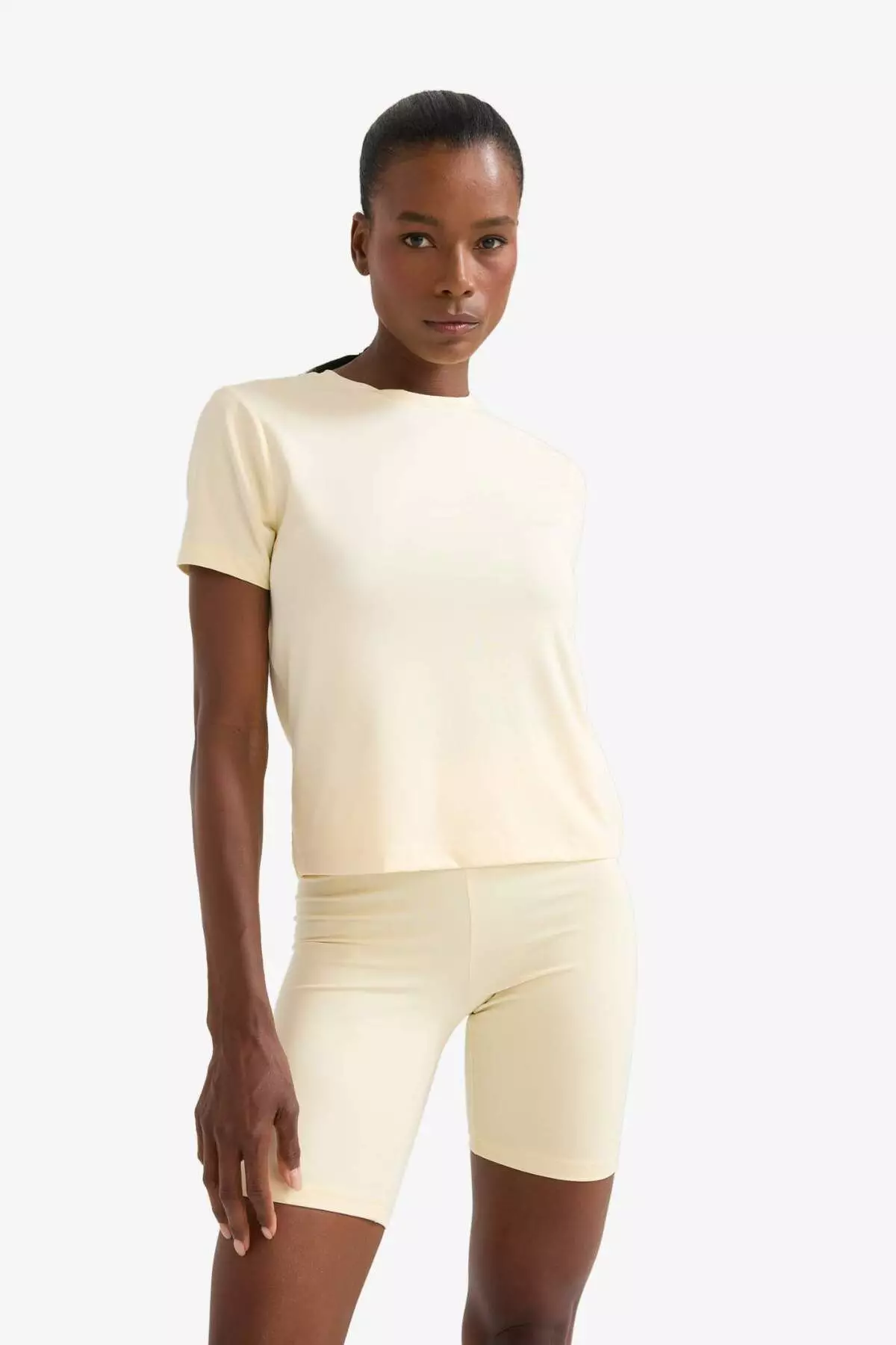 Defactofit Standard Fit Crew Neck Sportsman Basic Plain Short Sleeve White T-Shirt D2296Ax25Sp