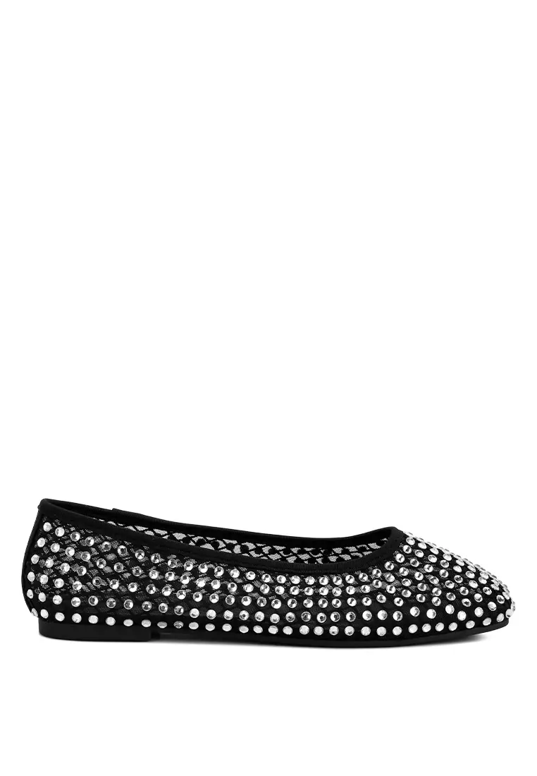 Discount on London Rag  shoes - SKU: Black Naked Rhinestone Ballerinas