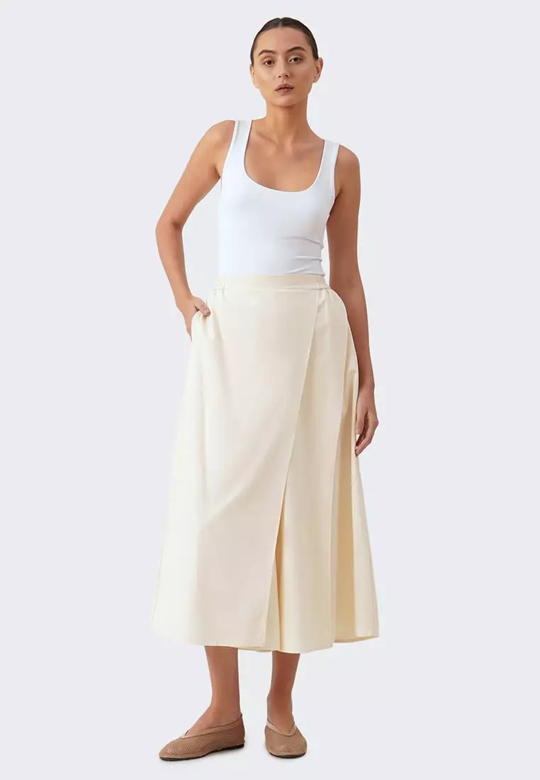 Women's Faux Wrap Elastic Wide Culottes