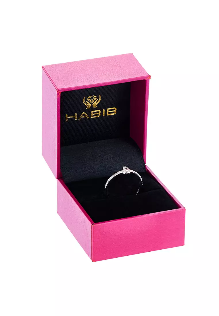 HABIB Round Diamond Ring in 375/9K White Gold 265331222