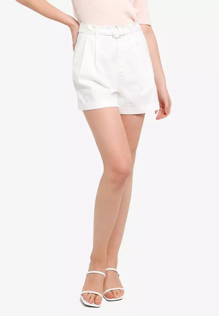 White deals cuffed shorts