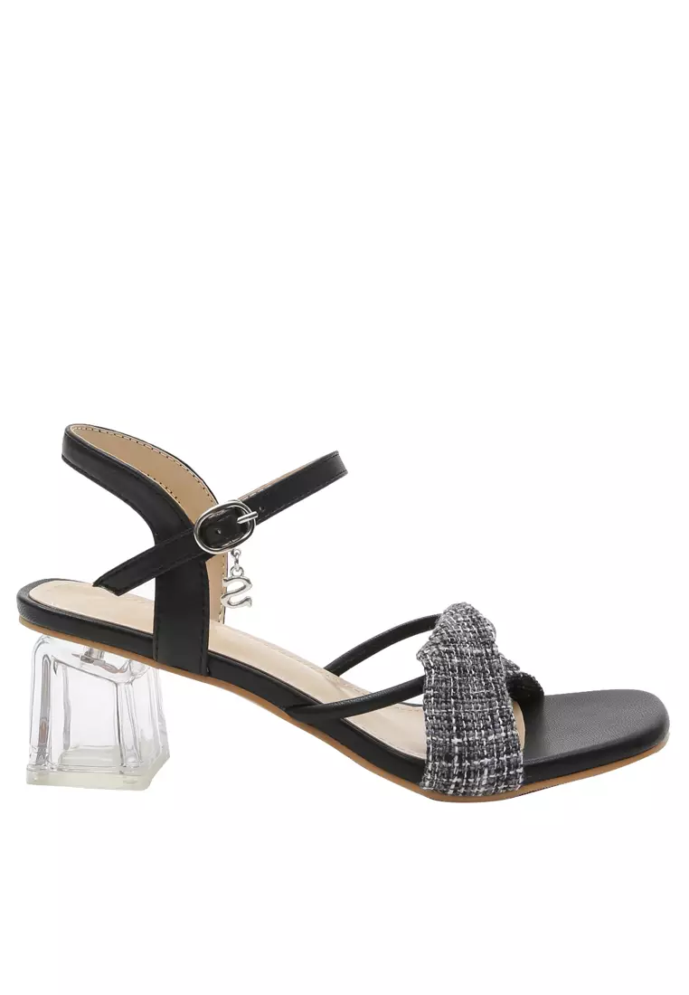 Discount on Twenty Eight Shoes  shoes - SKU: Tweed Strap Crystal Heel Sandals YLT-Y4