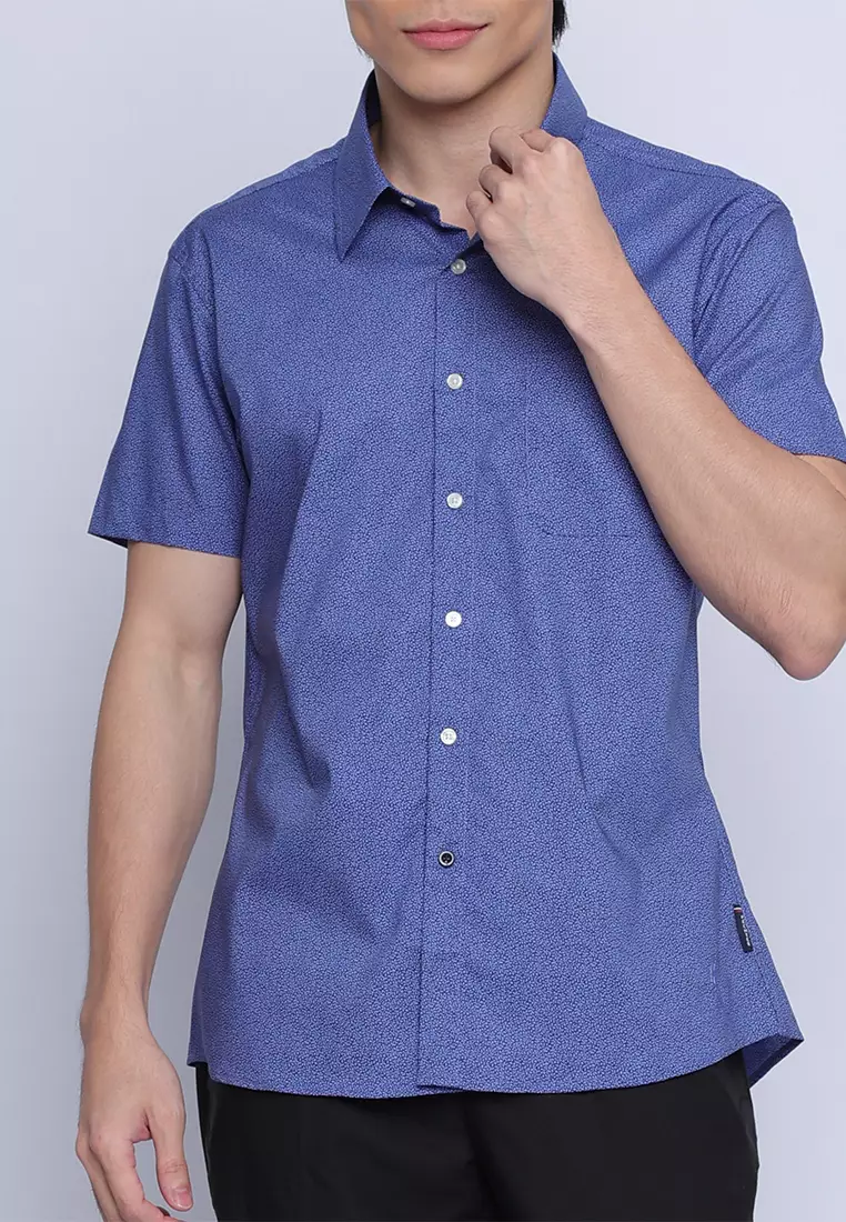 Printed Stretch Short Sleeve Casual Shirt