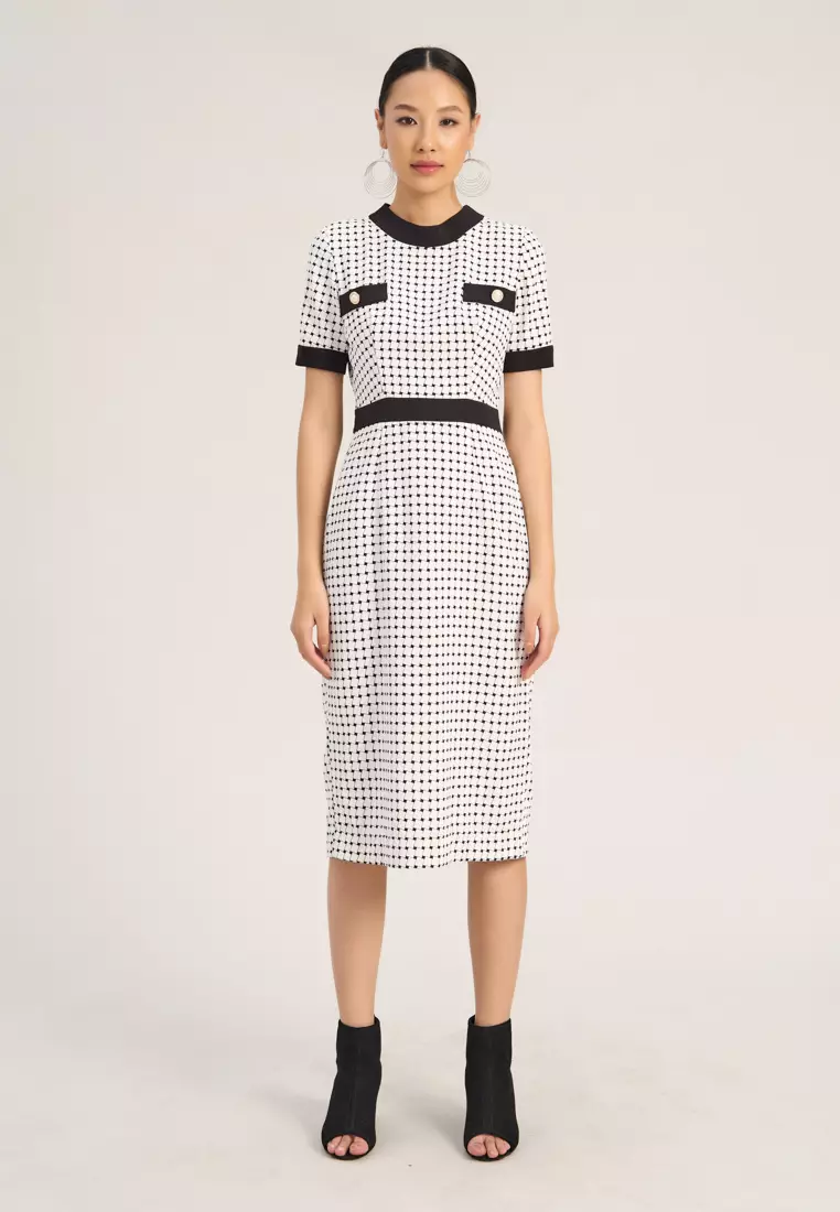 White Polkadot Linen Dress